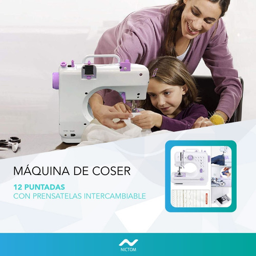 Imagen 4 de 7 de Máquina De Coser Nictom Mc02 Recta 12 Tipos De Puntadas