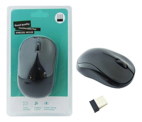 Mouse Optico Inalambrico Rf 2.4ghz 1600 Dpi Color Negro