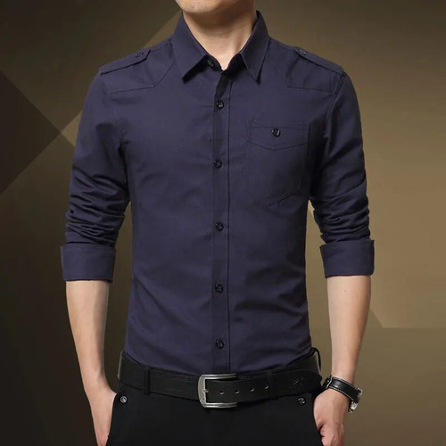 Camisa Para Hombre, Camisa Con Mangas, Charrete, De Algodón