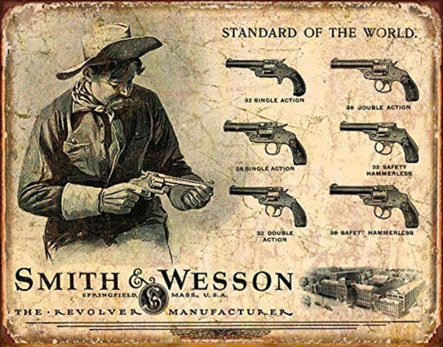 Smith &amp; Wesson Revolver Manufacturer Tin Sign - Dec...