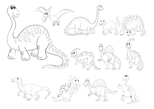 Kit Com 60 Desenhos Dinossauros Para Colorir + Jogo Da Memória Dino Cards Folha Solta Tamanho A4 Um Desenho Por Folha Para Crianças