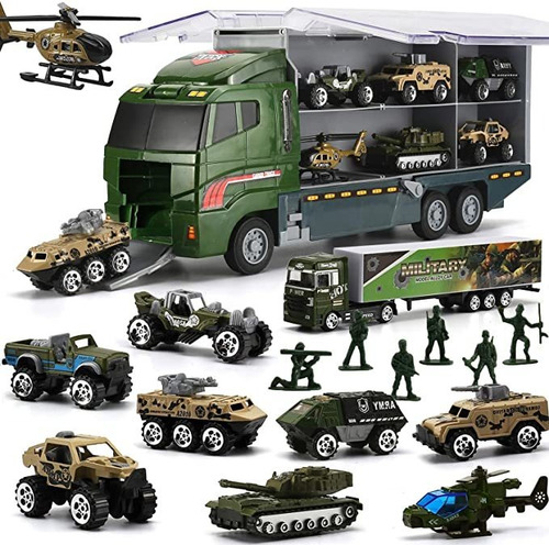 Juego De Camión Militar 26 En 1 Con Soldado Para Hombre, Min