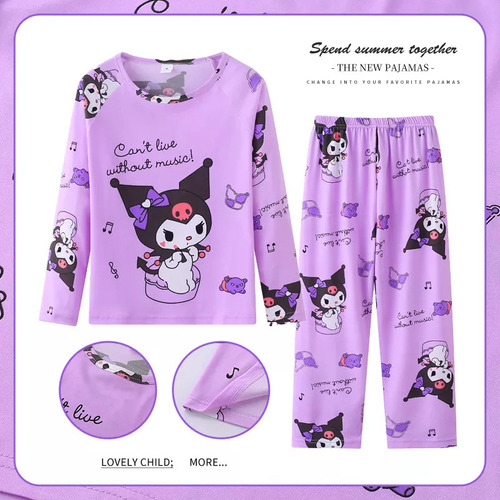 Q Conjunto De Pijama Largo Kawaii Kuromi Para Niños