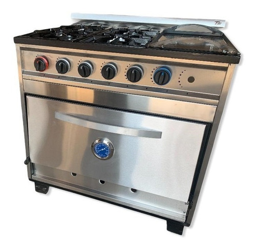 Cocina Industrial Tecnocalor 4h + Plancha 87cm. Acero Inox.