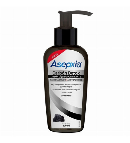 Asepxia Carbón Detox Jabón Líquido Purificante 200 Ml