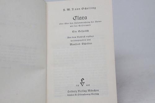Schelling - Clara - Tipografía Gótica - 1948 Libro En Alemán (Usado)