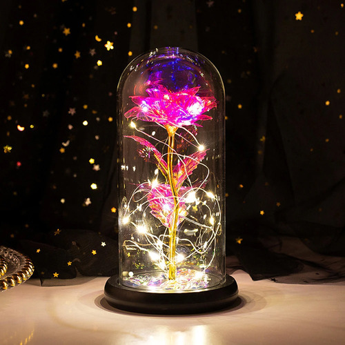Imagen 2 de 7 de Rosa Eterna Con Cúpula Y Luz Led Regalo Día De La Madre Amor