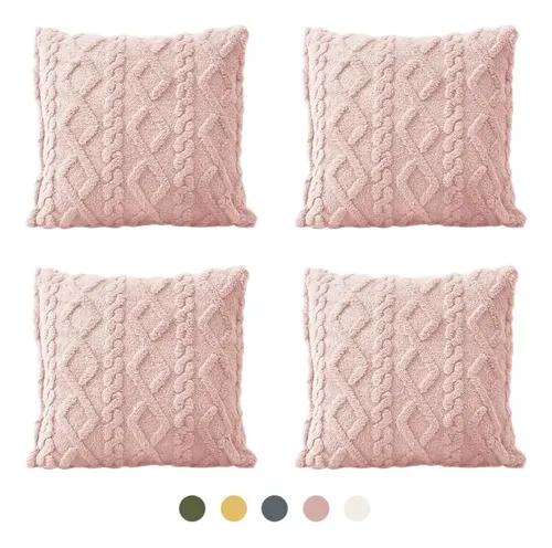 Funda De Cojín Felpa Suave A Rayas 45*45 Cm 4 Piezas