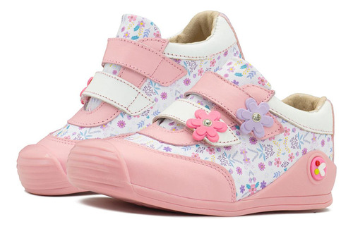 Zapato Andante Karsten Niña Antiderrapante Flores Rosa 12-17