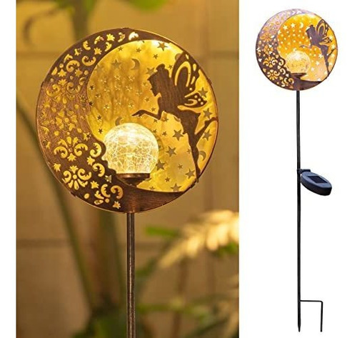 Luz Solar Jardín Hada Luna Estrella Vidrio, Decoración