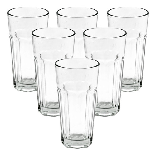 Set X 12 Vaso Vidrio Facetado Rigolleau Oslo Alto 350ml