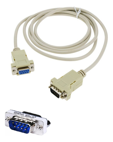 Cable Serial Rs232 Db9 Hembra/macho 5 Mt + Adap Doble Macho Gris