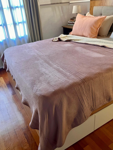 Mantas Flannel Corderito Queen 220 X 200 Cm Rosa Viejo Liso