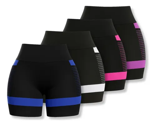 Kit 4 Shorts Academia Feminino Com Bolso Roupa Ginástica