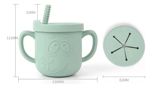 Vaso 250ml Silicona Bombilla Con Asa Bebé + Tapa Snack