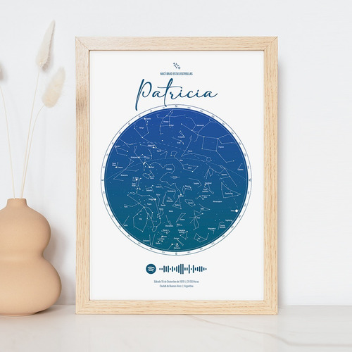 Imagen 2 de 5 de Cuadro Box Mapa Estelar - Azul Y Verde - Personalizado