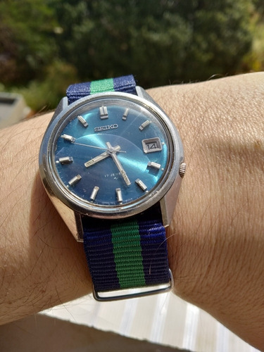 Espetacular Seiko 7009-8590-p Azul Met. Automático 17 Jewels