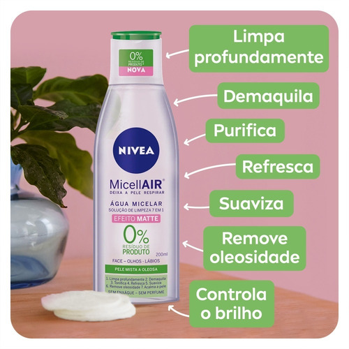 Imagem 5 de 8 de Água Micelar Nivea Micellair Efeito Matte 200ml