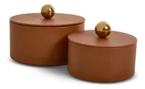 Comprar Kit Caixas Decorativas Com Tampa E Revestimento Em Pu - 2pçs