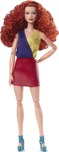 Barbie Se Ve Muñeca Con Pelo Rojo Rizado Vestido Con Parte.