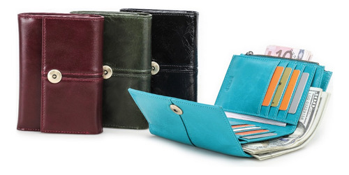 Cartera De Cuero Para Mujer Con Bloqueo Rfid De Navidad