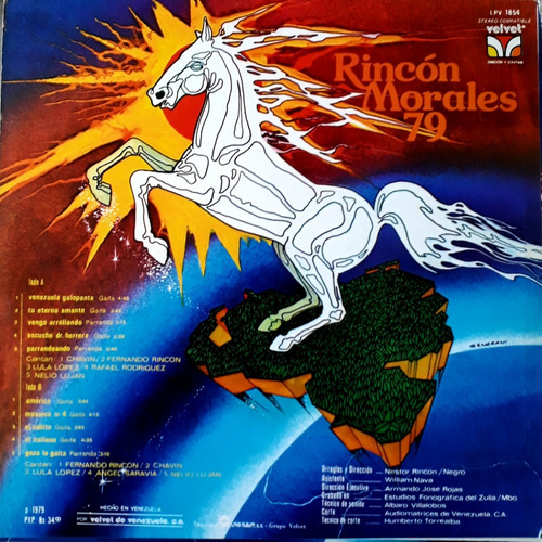 Disco Lp Rincón Morales 1979 - Venezuela Galopante (Usado)