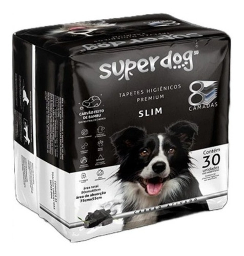 Tapete Higiênico Super Dog Premium Slim Carvão Ativado 30un