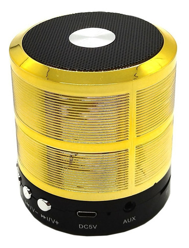 Imagem 3 de 6 de Mini Caixa De Som Portátil Bluetooth Mp3 Ws-887 Dourada
