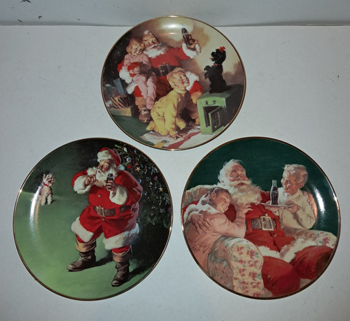 Coleccion De 3 Platos Decorativos Navidad Coca Cola Porcelan Coca Cola Navidad Coca Cola (Usado)