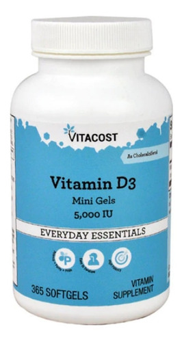 Vitamina D3 5,000 Ui 365 Softgel Vitacost Importado Cod. 126