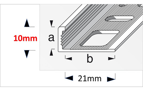 10 Perfiles De Aluminio Angular (altura 10mm), Piso Y Pared