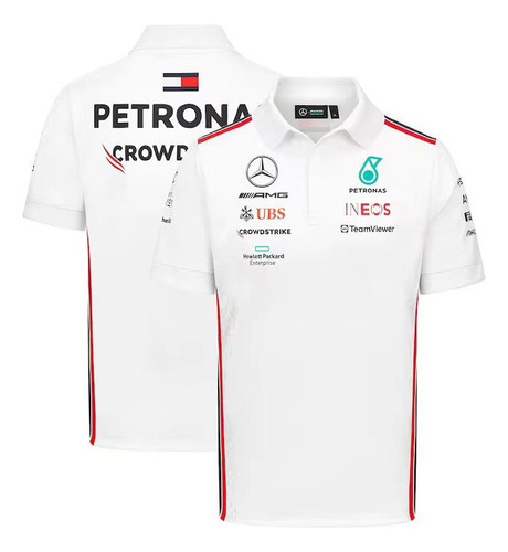 Camiseta Polo Formula F1 Mercedes Benz Blanca