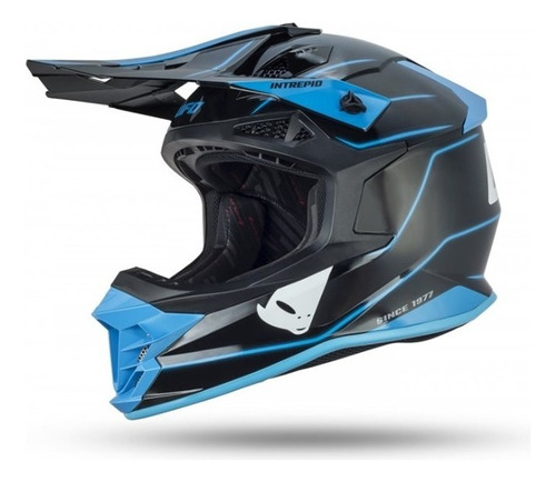 Casco Ufo Intrepid Motocross Enduro Azul Negro Mate Color Azul acero Tamaño del casco M 58CM