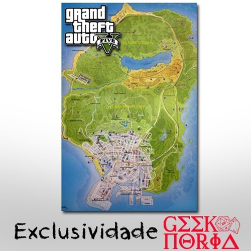 Imagem 1 de 1 de Placa Decorativa Geek Nerd Gamer Gta Grand Theft Auto Mapa