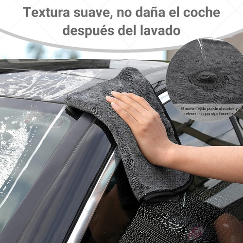 2pzs Trapo Toalla Grande Microfibra Secado De Autos 60*90cm Color Negro