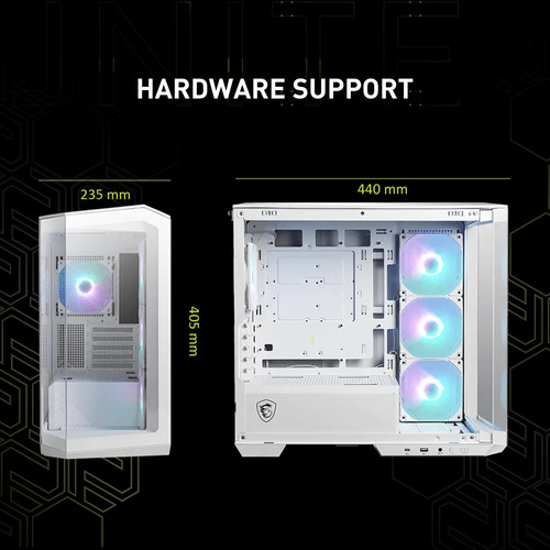 Funda Para Pc Msi Mag Pano M100r Pz Blanca Micro-atx Con 4 V