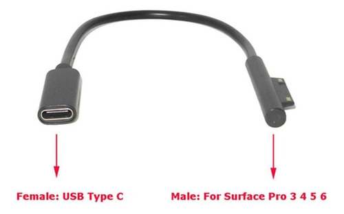 Para Tipo C Hembra A 5ª Con Chip Pd Surface Pro 3/4/5/6