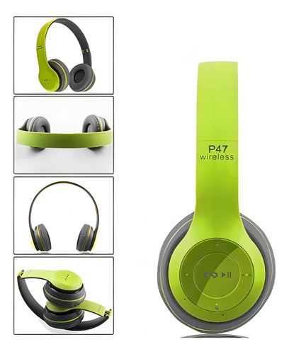 Fone De Ouvido Corrida Bluetooth Regulável Entrada P2 Mp3 Cor Verde-limão