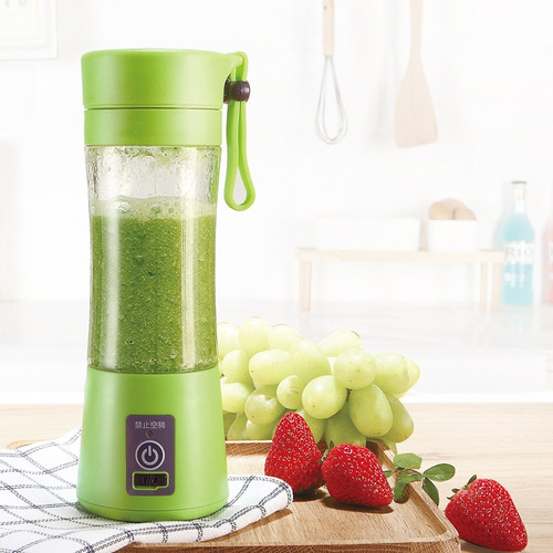 Mini Licuadora De Frutas Portátil Carga Usb Exprimidor 380ml Color Verde