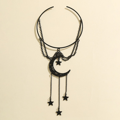 Brazalete Abierto Con Forma De Estrella Y Luna Gótica Con Bo