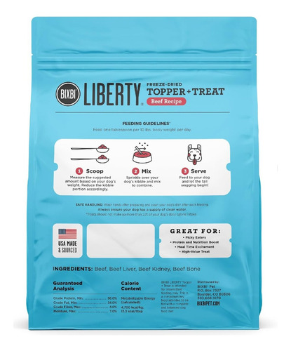 Comida Liofilizada Sabor Res Para Perros Bixbi 127.5 G