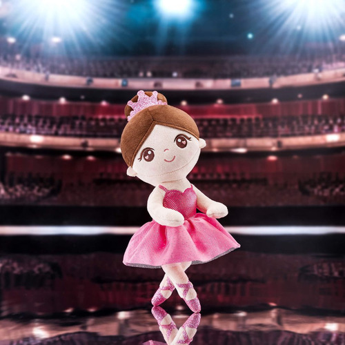 Boneca Bailarina Gloveleya Rosa Coque Castanho