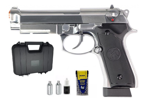 Airgun Pistola Gbb Beretta M92 Kl92 Esfera De Metal Cromada 