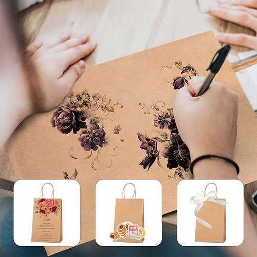 50 Bolsas De Papel Kraft Ecológicas Portátil Decorativas TIANZHI color Marrón