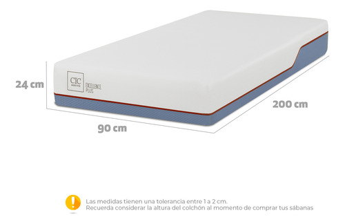 Colchon Excellence Plus 0.9 X 2 Mts Cic Blanco