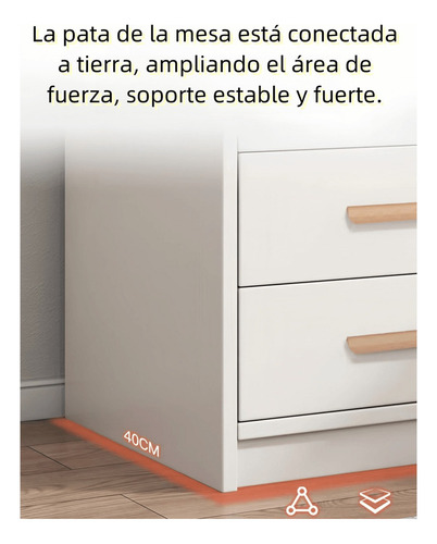 Tocador Blanco Con Espejo Cuadrado Y Luz Moderna Con Cajones