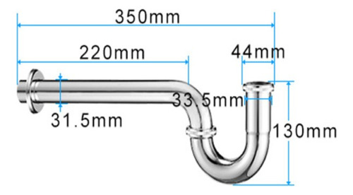 Sifon Descarga Lavatorio Baño Metalico Rigido Extens 1 1/4 Color Cromado