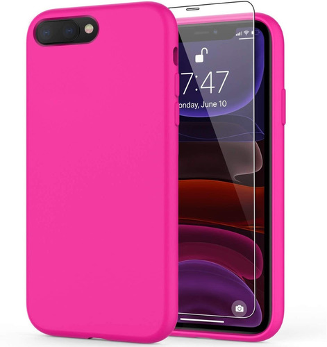 Funda + Protector De Pantalla Para iPhone 8 Plus-rosa Fuerte