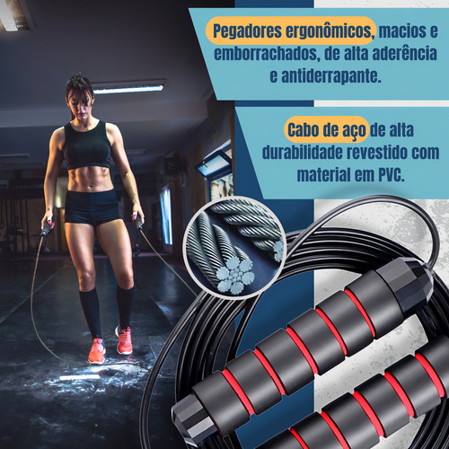 Corda De Pular Cross Speed Rope Rolamento Profissional Fit