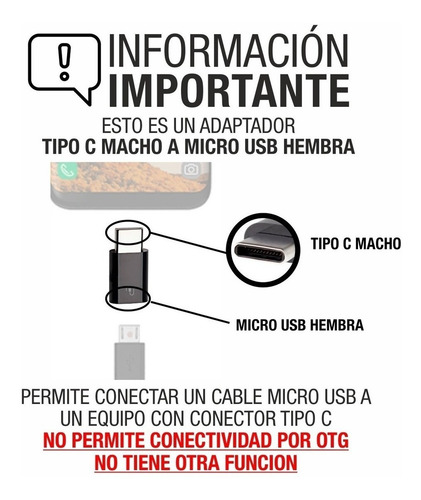 Adaptador Tipo C A Micro Usb 2.0 Cargador Celular Universal